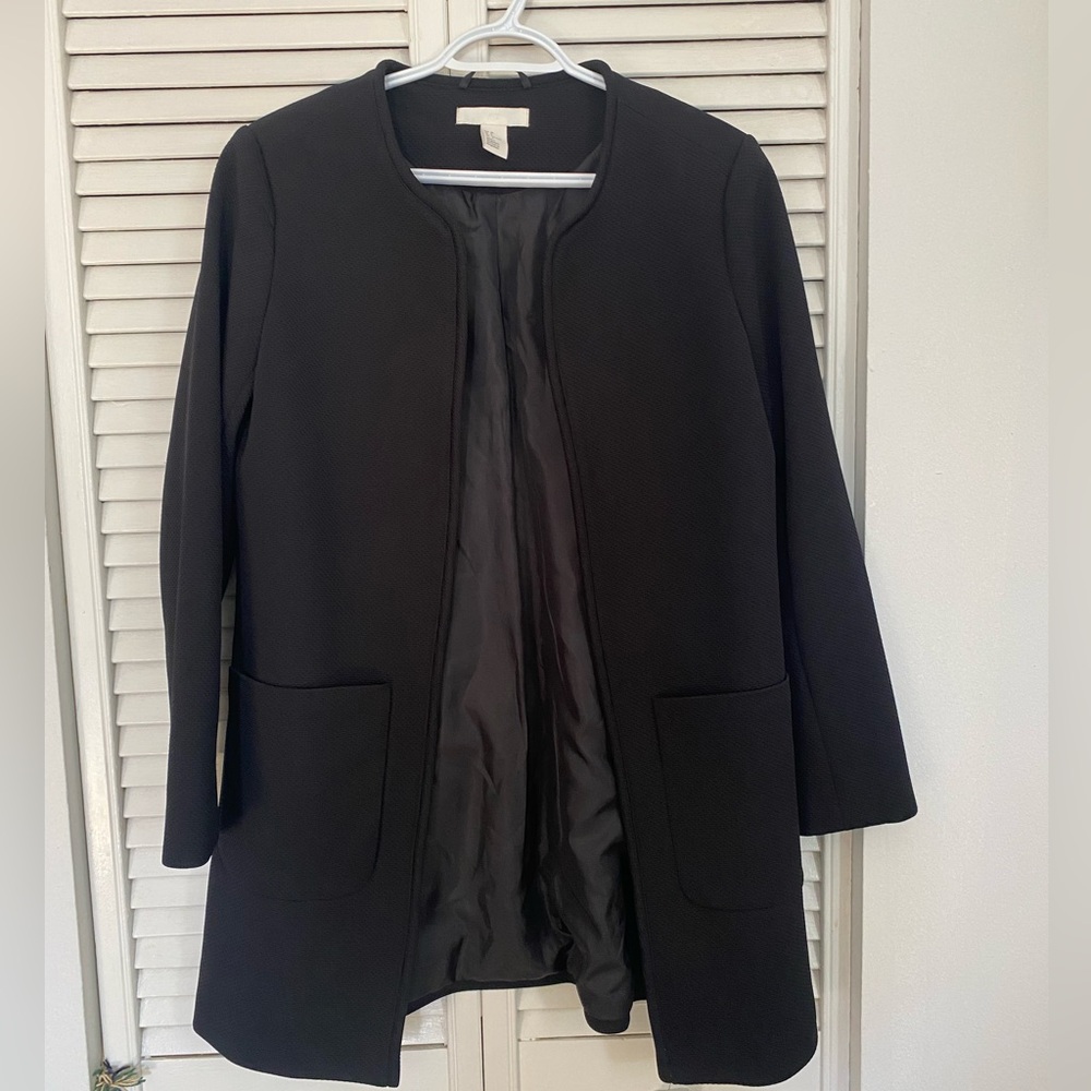 H&M Black Blazer Jacket with Textured Fabric